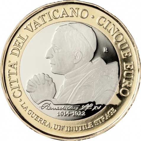 5 € 100° anniversario della morte di papa Benedetto XV 2022